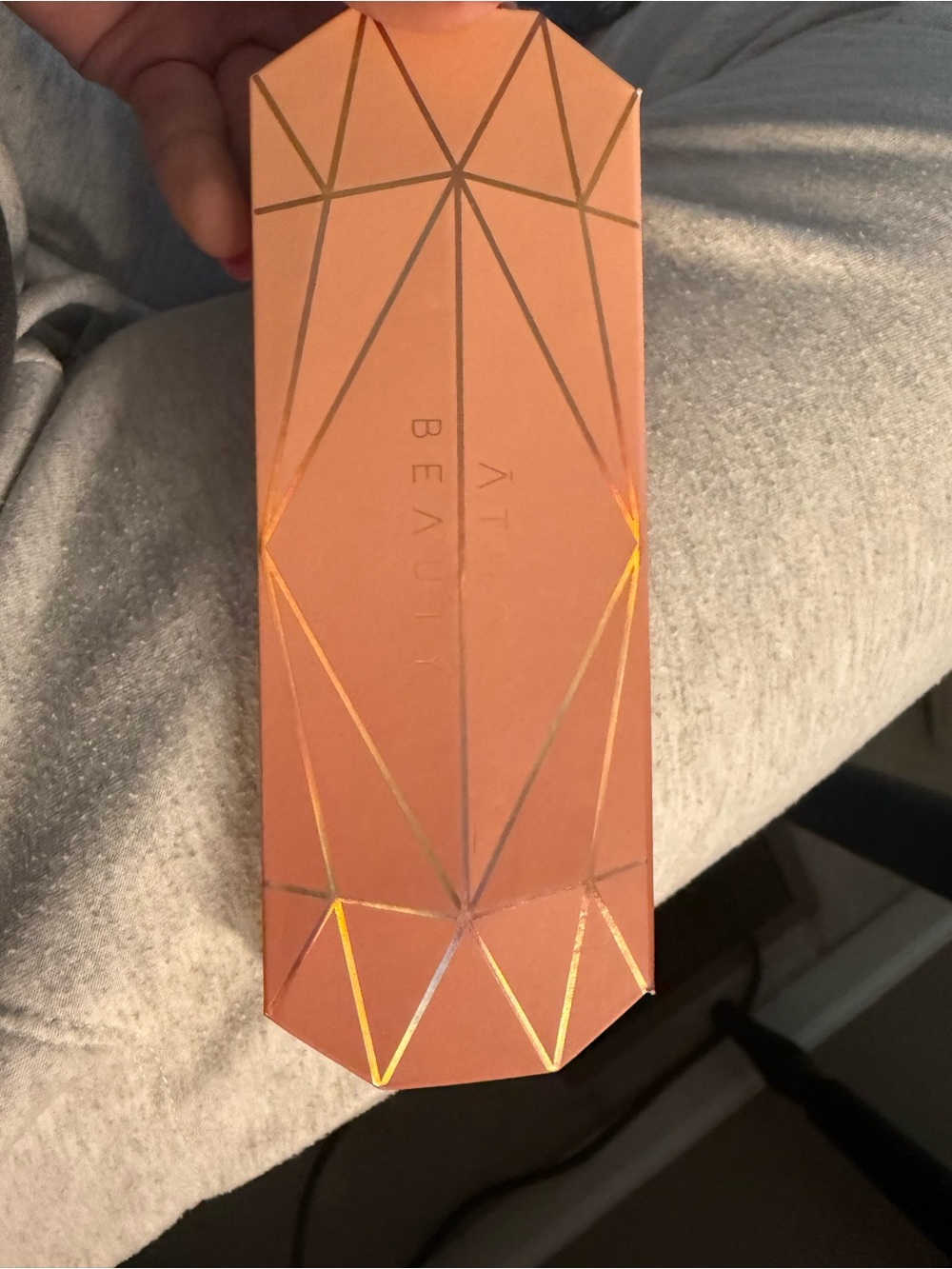 amika Peach-Pink Geometric Blush Compact with Gold Accents